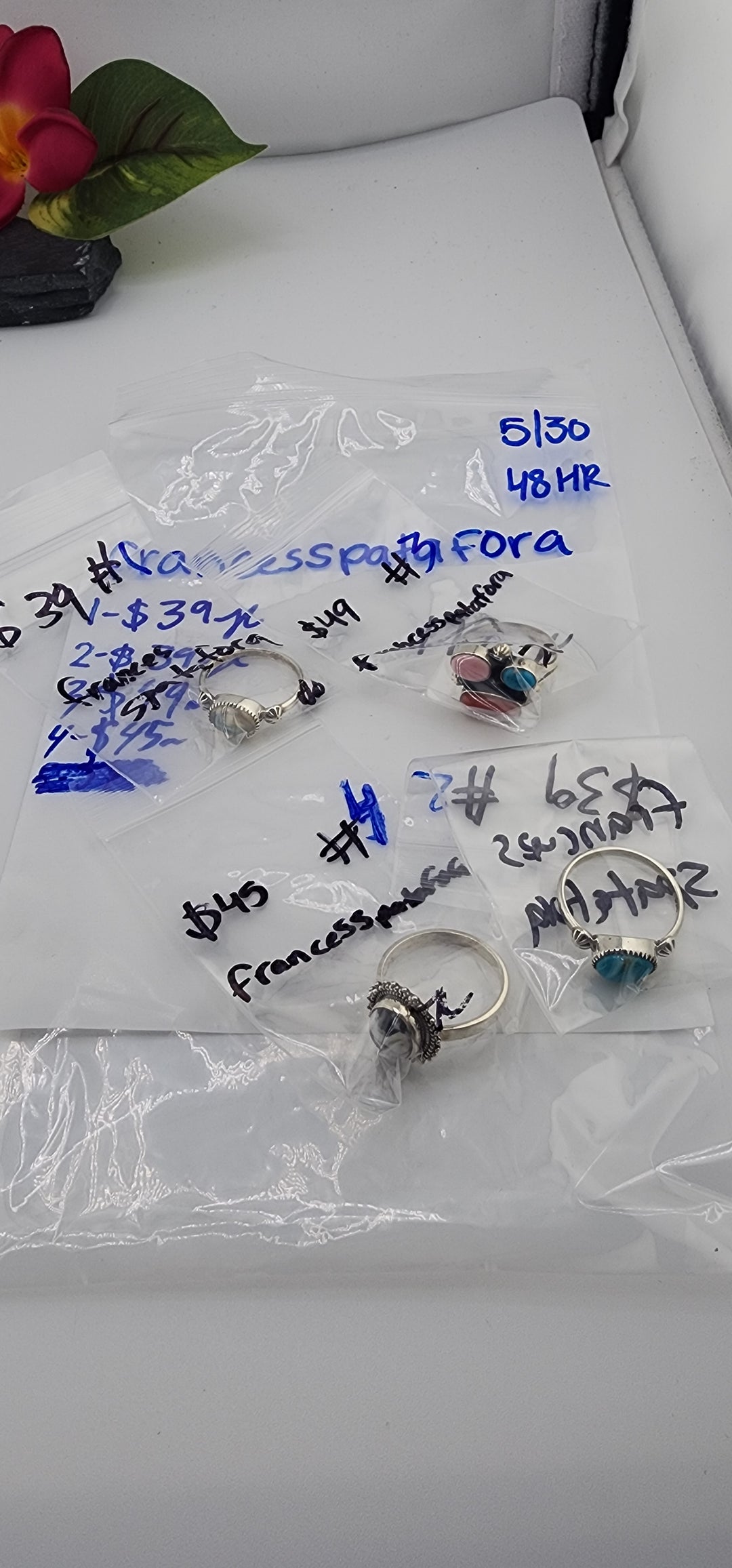 RESERVED FOR: francesspatafora - 5/30/2025 tiktok Live Show - 4 Sterling Silver Items