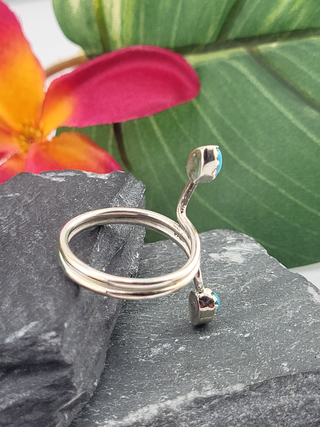 2 Stone Turquoise Ring Size 9.25