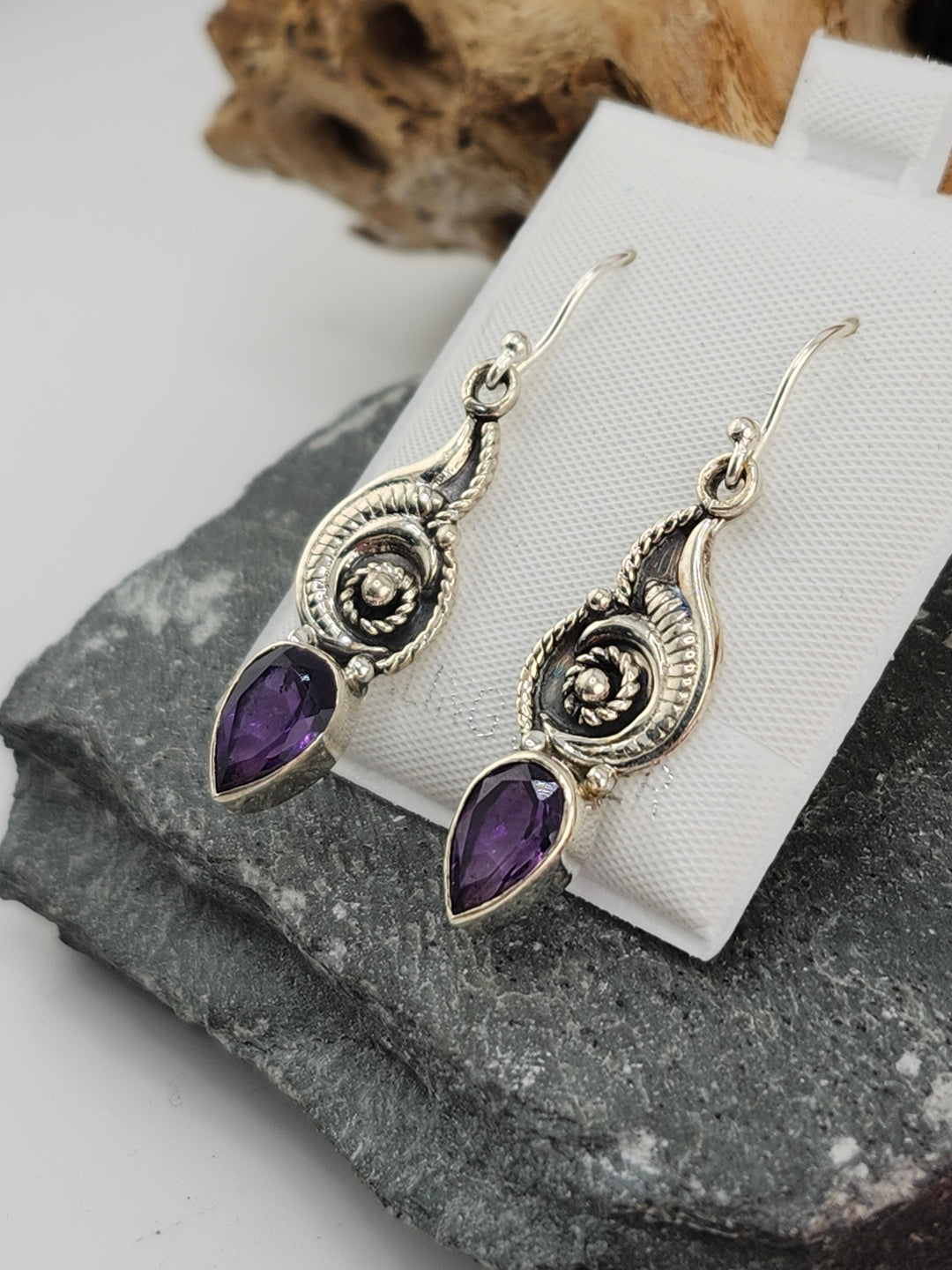 Amethyst Teardrop Dangle Earrings