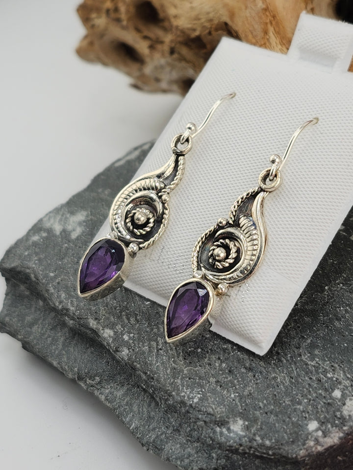 Amethyst Teardrop Dangle Earrings