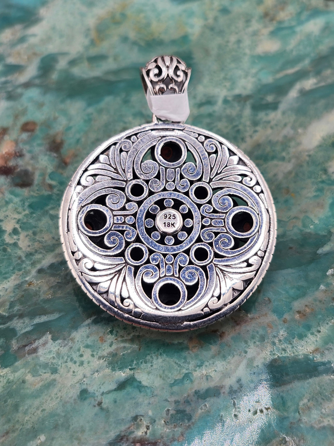 Bali 925 Sterling Silver/18K and Mixed Gemstone Pendant