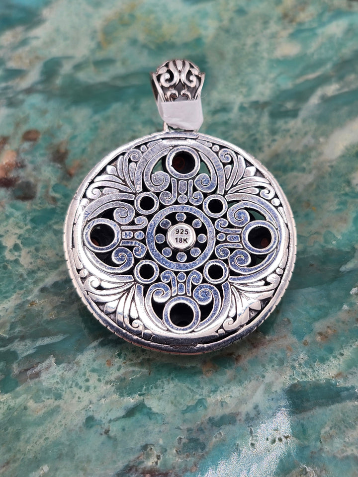 Bali 925 Sterling Silver/18K and Mixed Gemstone Pendant