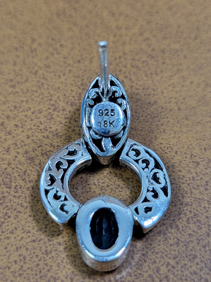 London Blue Topaz w/18K accents Post Back Earrings 925 Sterling Silver