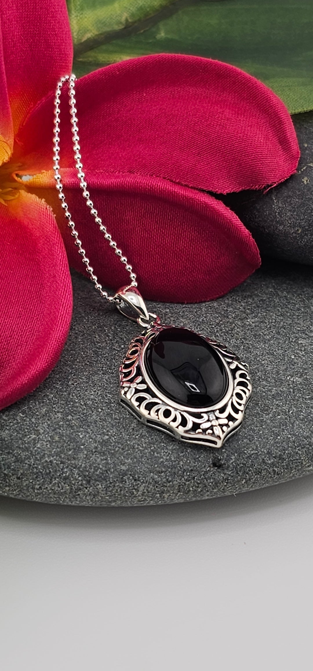 Black Onyx Necklace w/Bead Chain