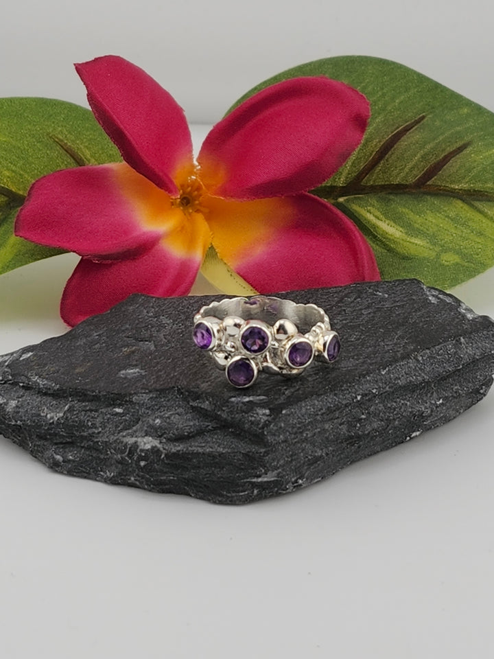 Multistone amethyst and 925 Sterling Silver Ring