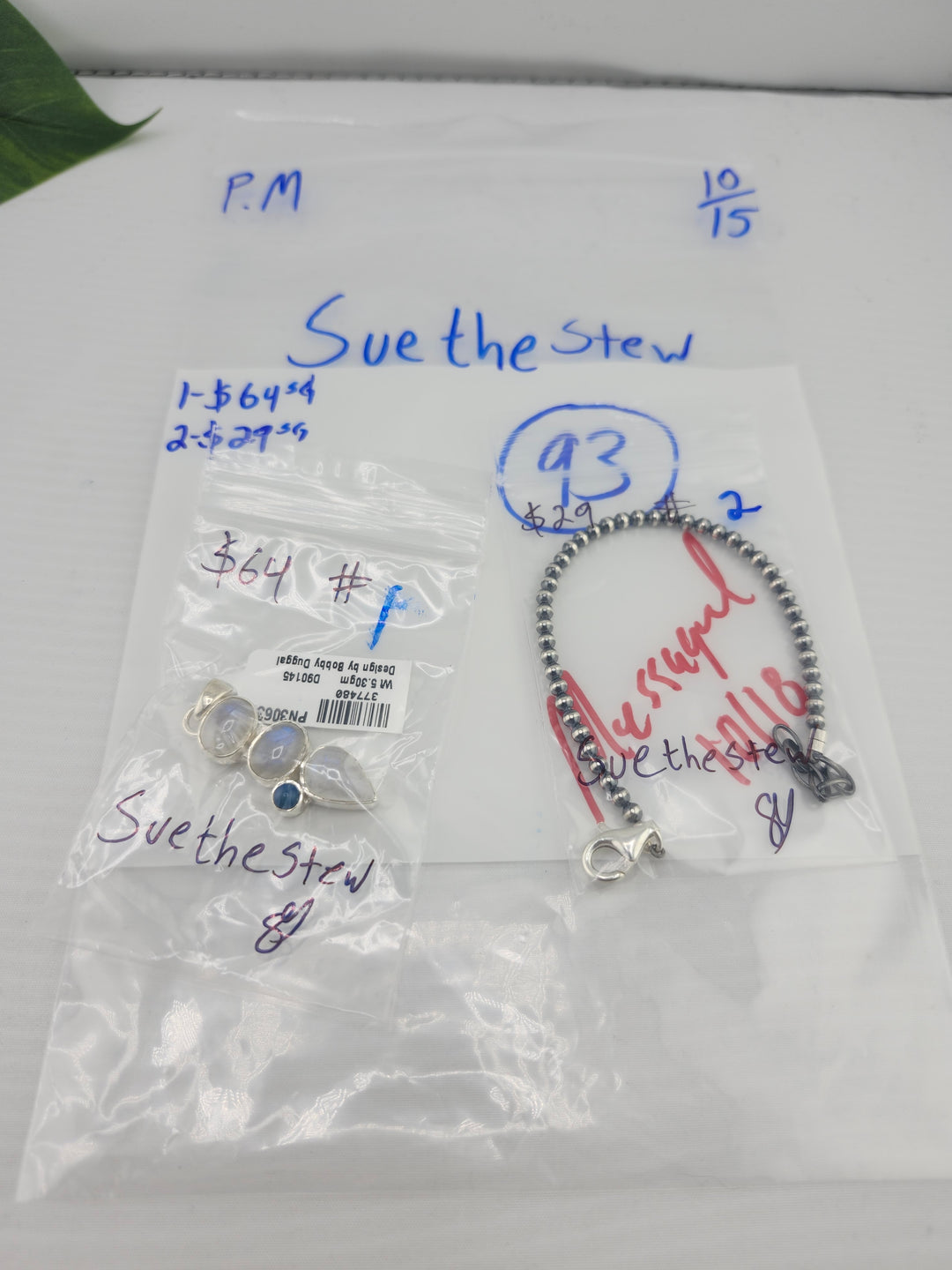 PM SHOW 48HR - RESERVED FOR: Suethestew - 10/15/2025 FL tiktok Live Show - 2 Sterling Silver Items