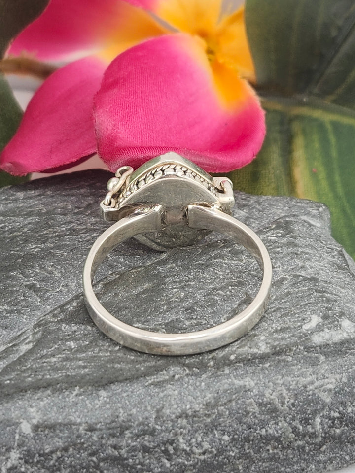 Ruby and 925 Sterling Silver Locket Ring - Size 11