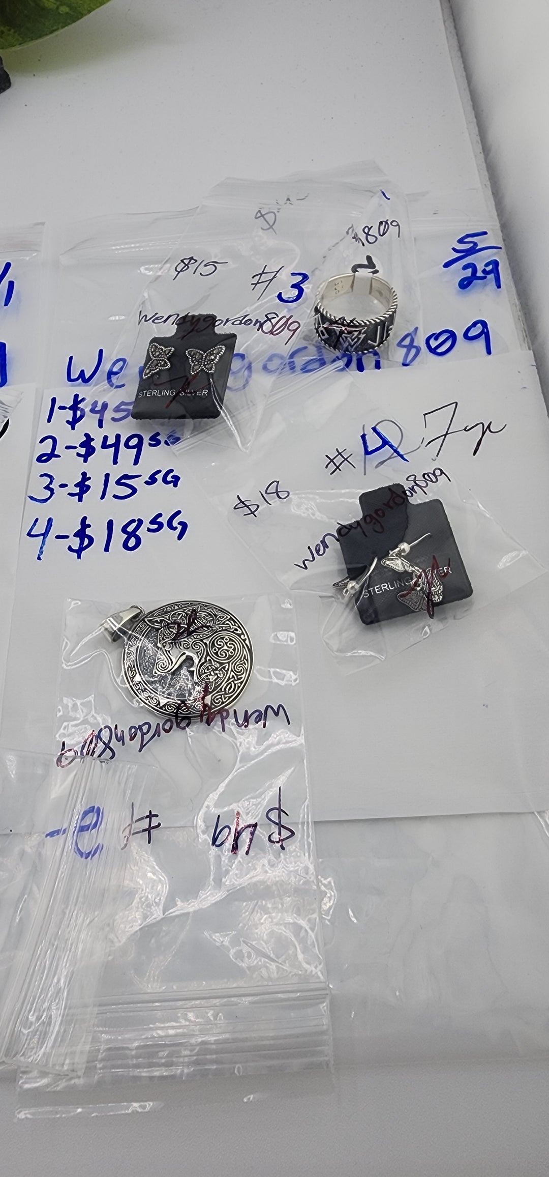 RESERVED FOR: wendygordon809 - 5/29/2025 tiktok Live Show - 4 Sterling Silver Items