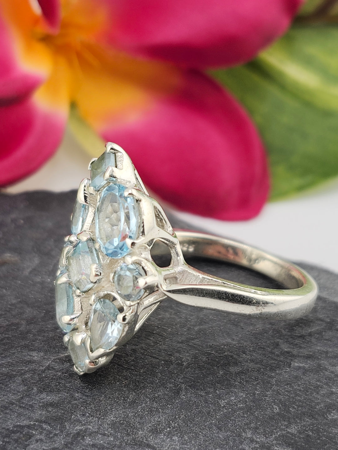 Cluster Topaz Ring Size 9.5