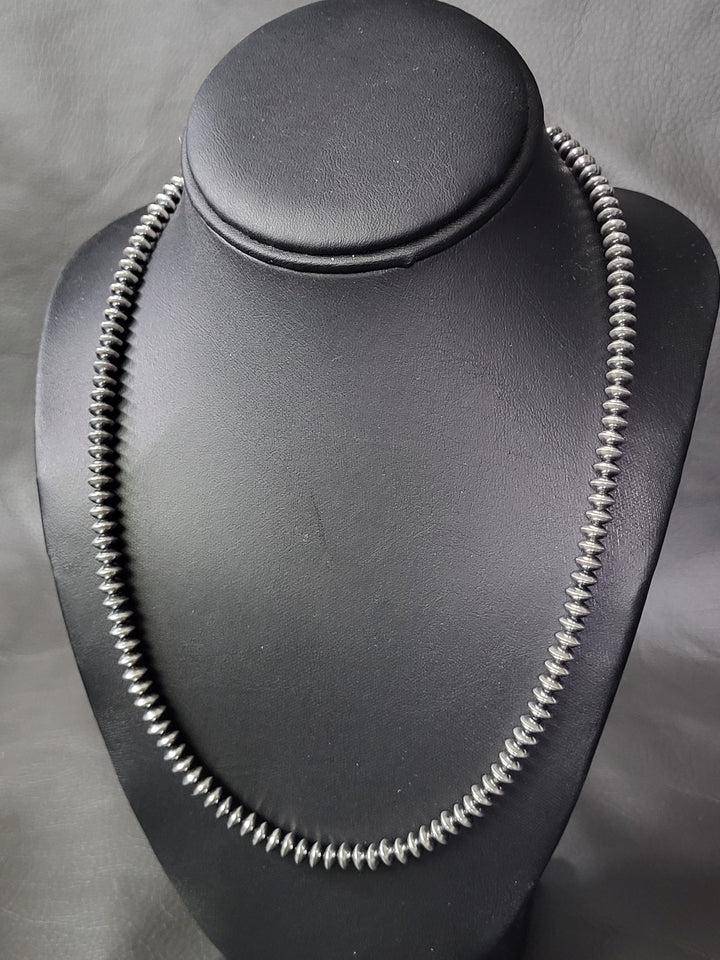 Oxidized Sterling Silver Saucer Bead Necklace 6mm 18" +2" extension
