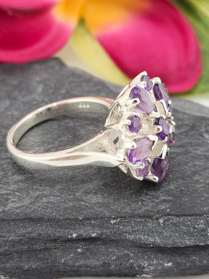 Cluster Amethyst Ring Size 8.5
