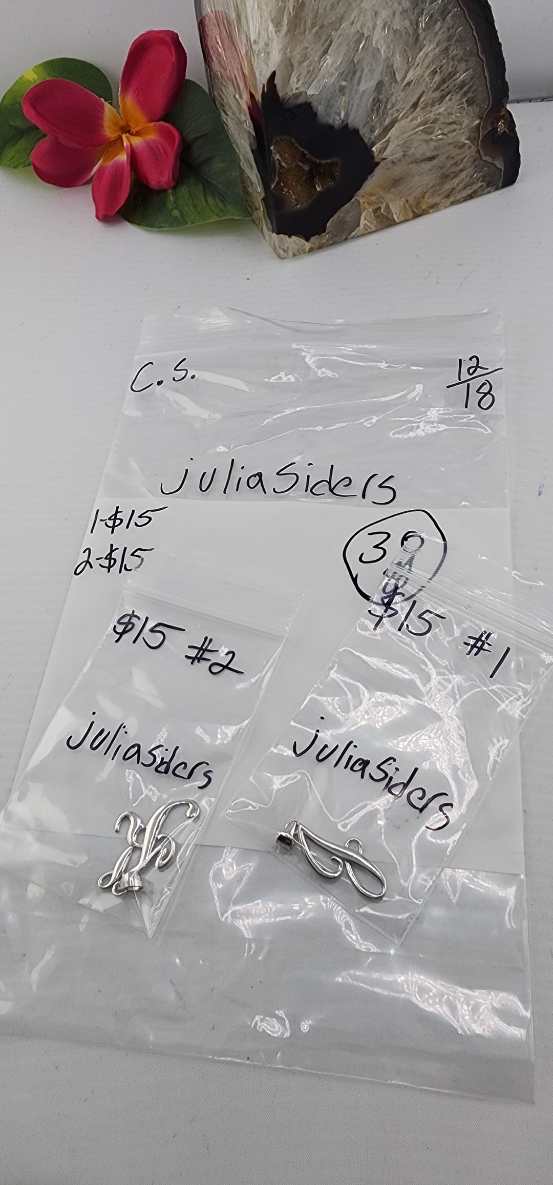 C.S. RESERVED FOR: juliasiders - 12/18/2025 FL tiktok Live Show - 2 Sterling Silver Items