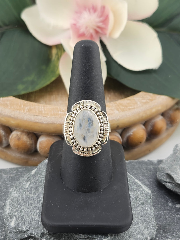 Faceted Moonstone Ring Size 9