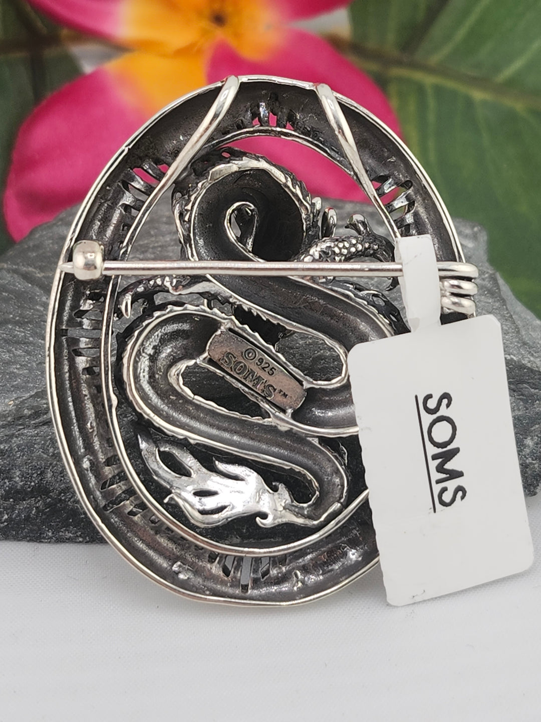 Designer SOMS 925 Sterling Silver Dragon Pendant/Pin