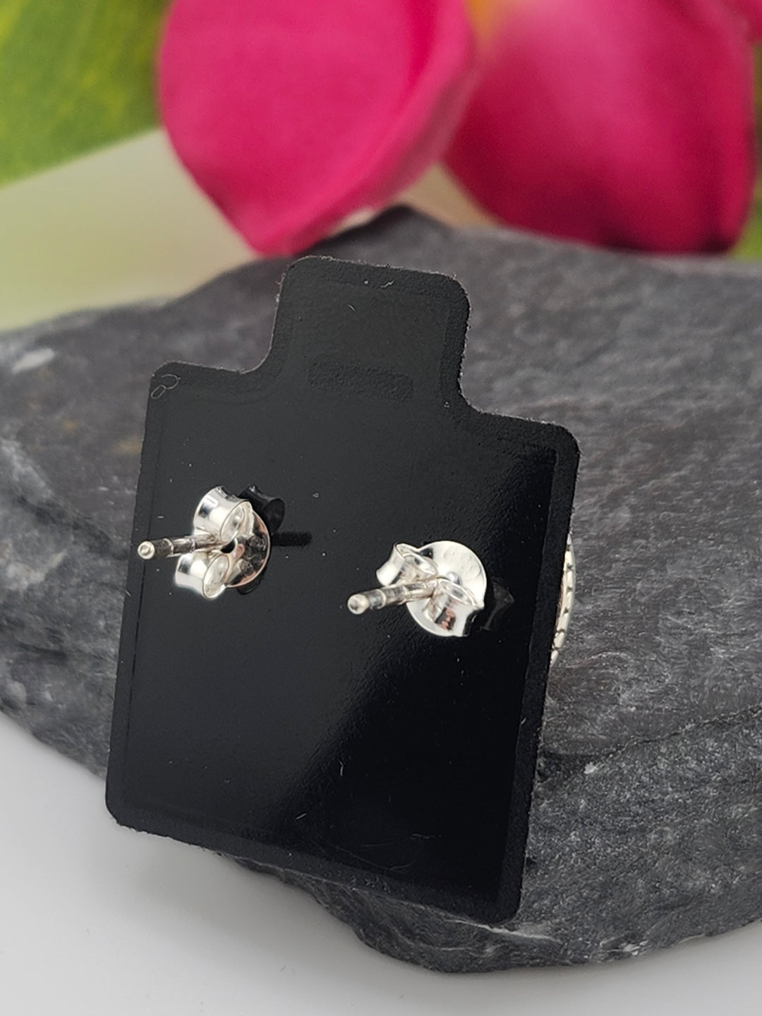 Orange Spiny Oyster Oval Stud Earrings