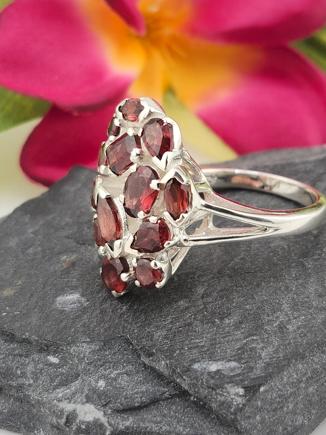 Cluster Garnet Ring Size 10