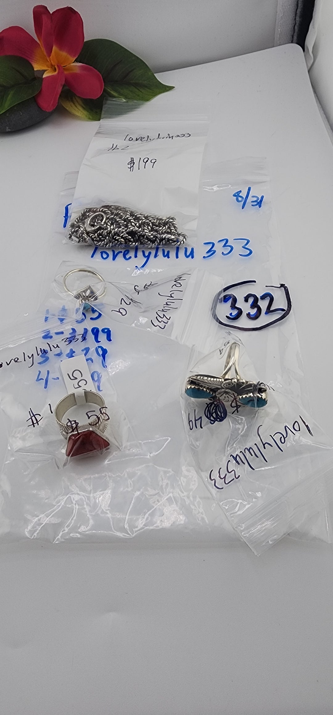 PM SHOW 48HR - RESERVED FOR: lovelylulu333- 8/31/2025 FL tiktok Live Show - 4 Sterling Silver Items