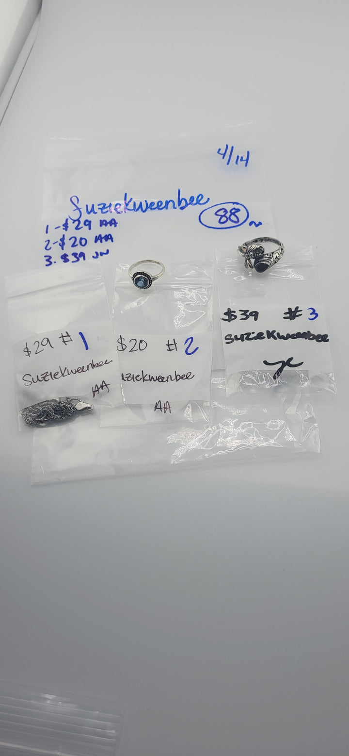 RESERVED FOR:  Suziekweenbee- 4/14/2025 tiktok Live Show -3  Sterling Silver Items