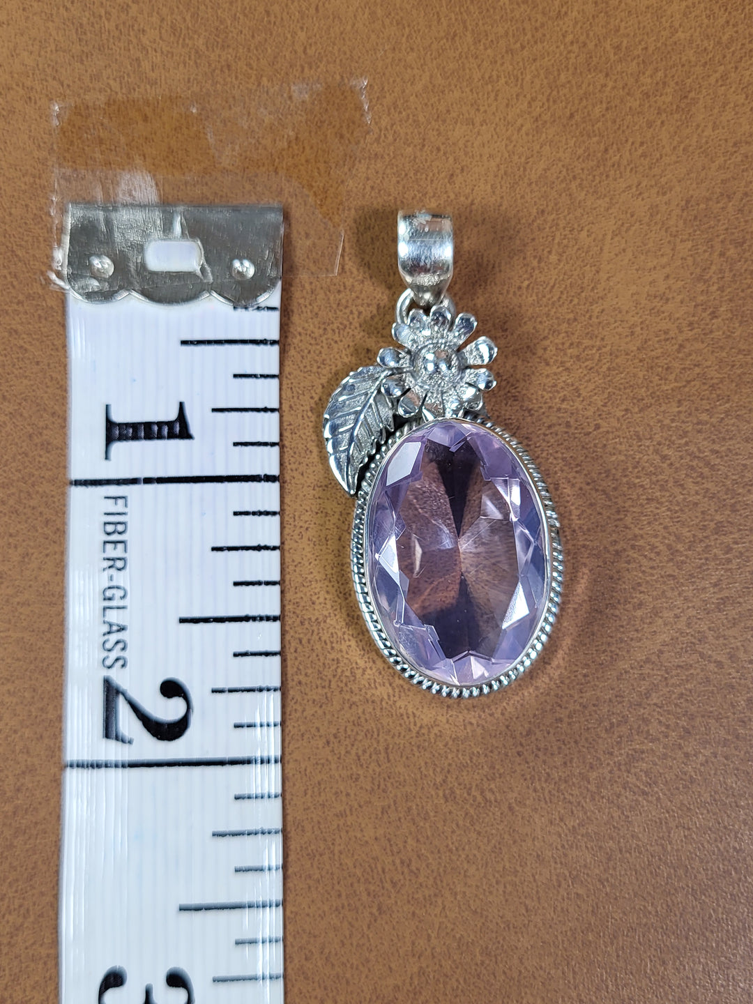 Natural Lavender Quartz 925 Sterling Silver Pendant - 1 3/4"