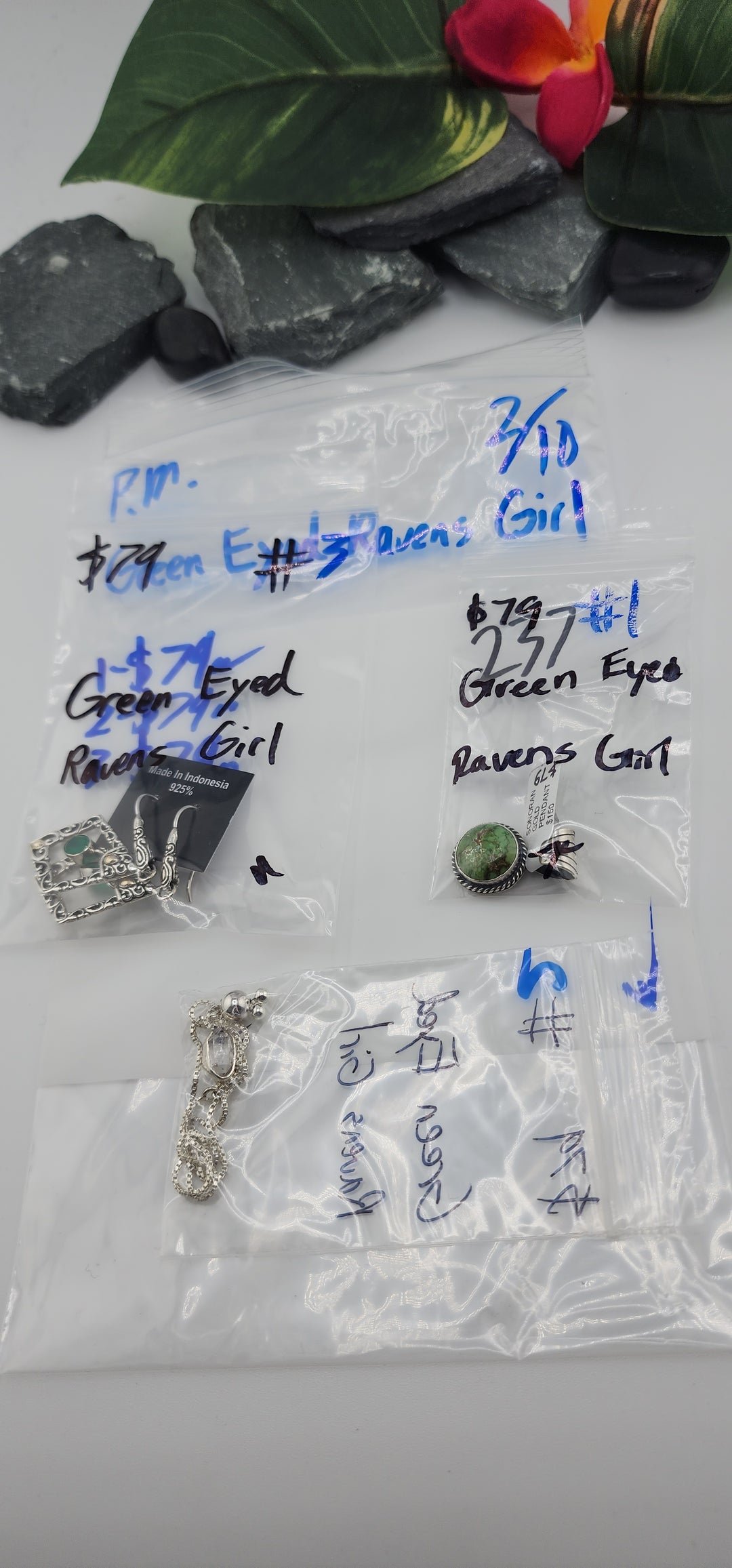 Green Eyed Ravens Girl - 2/10/26 - 3 925 Sterling Silver Items