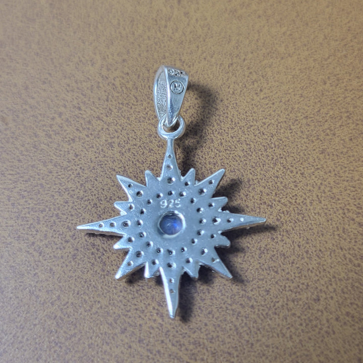 Natural Moonstone/CZ 925 Sterling Silver Pendant
