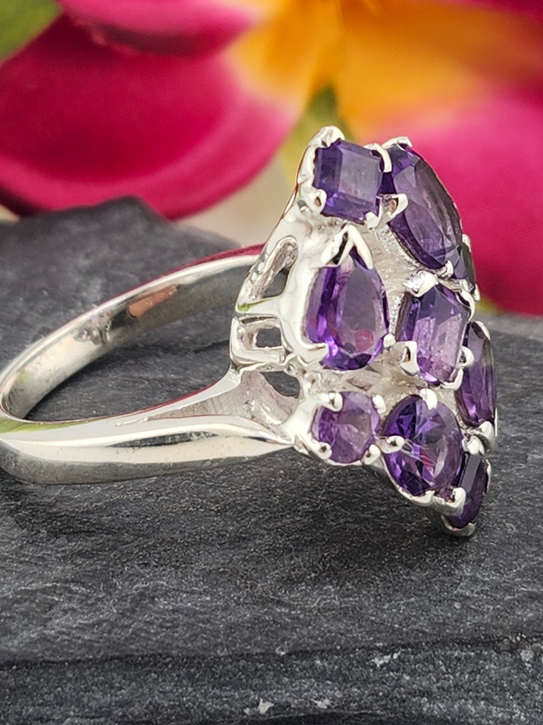 Cluster Amethyst Ring Size 9.5
