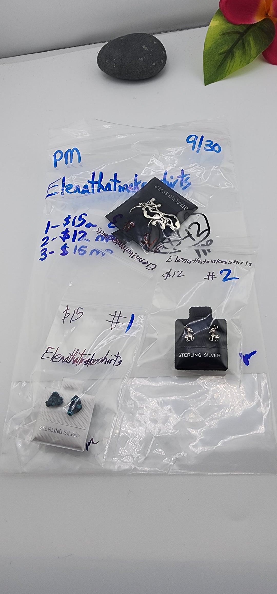 PM SHOW 48HR - RESERVED FOR: Elenathatmakesshirts - 9/30/2025 FL tiktok Live Show - 3 Sterling Silver Items