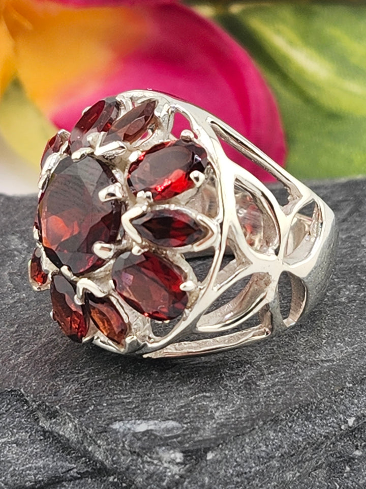 Cluster Garnet Ring Size 7