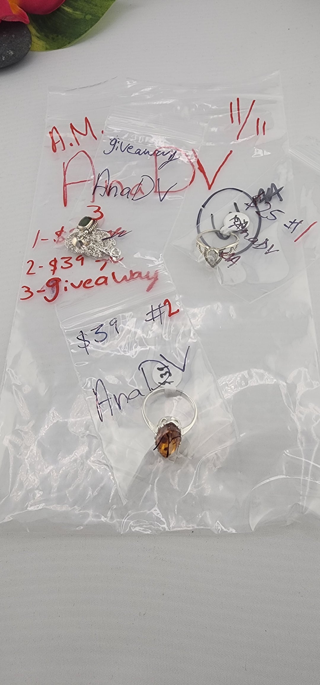 AM SHOW 48HR RESERVED FOR: AnaDV - 11/11/2025 FL tiktok Live Show - 3 Sterling Silver Items