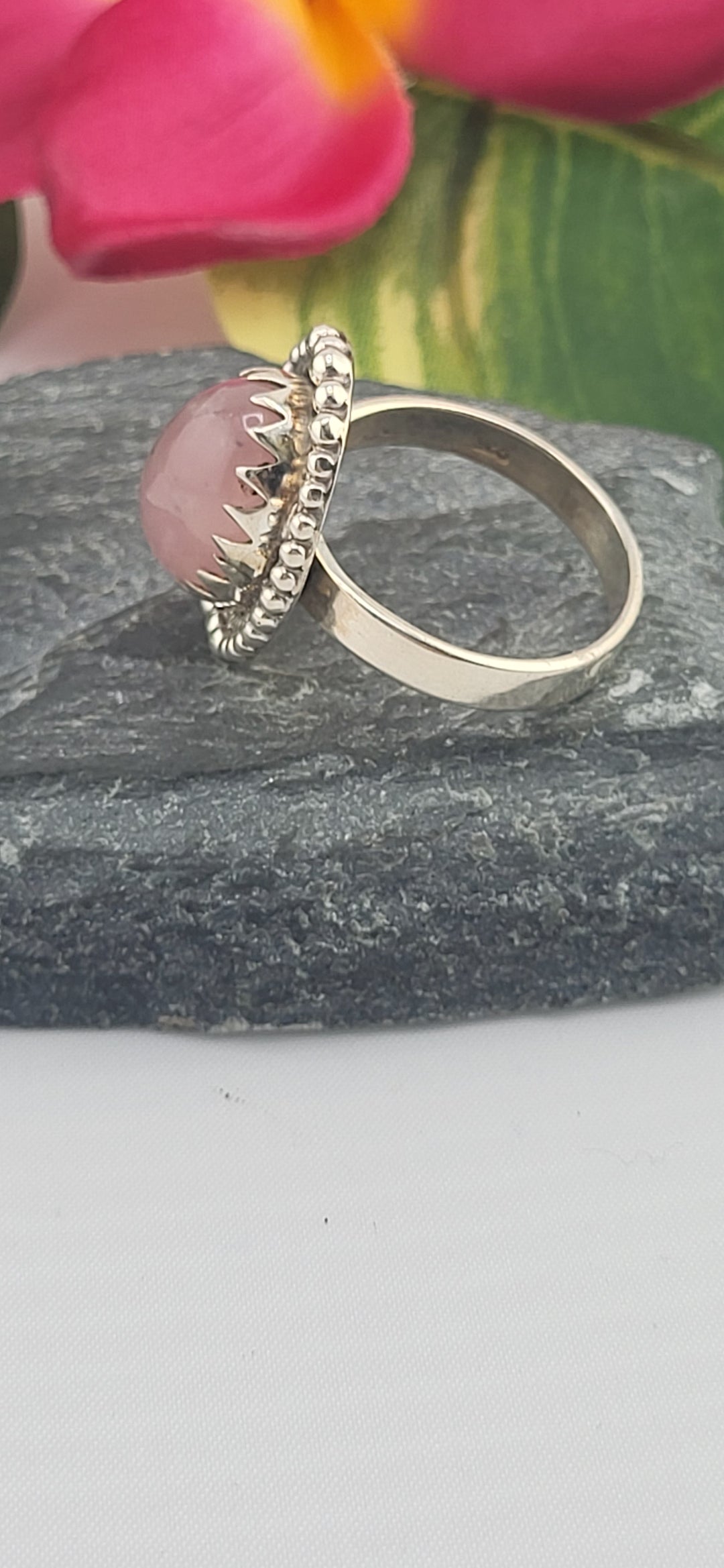 Morganite and 925 Sterling Silver Ring Size 9