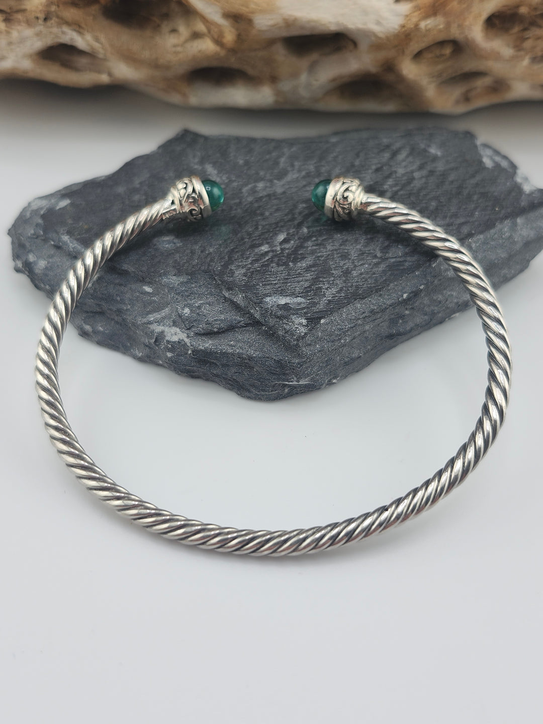 Sterling Green Quartz Cuff