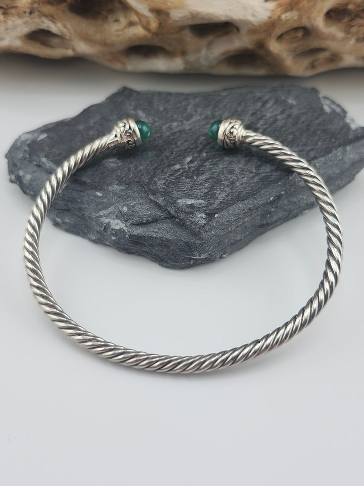 Sterling Green Quartz Cuff