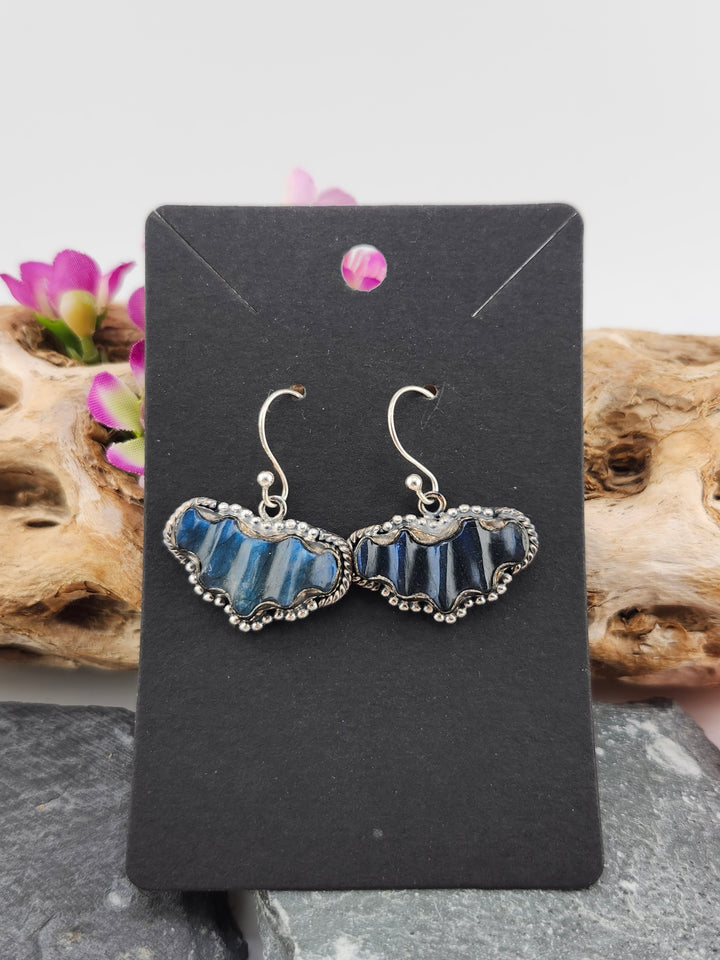 Blue Labradorite Bat Dangle Earrings