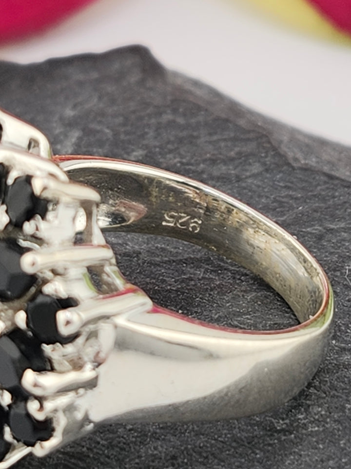Cluster Black Onyx Ring Size 8
