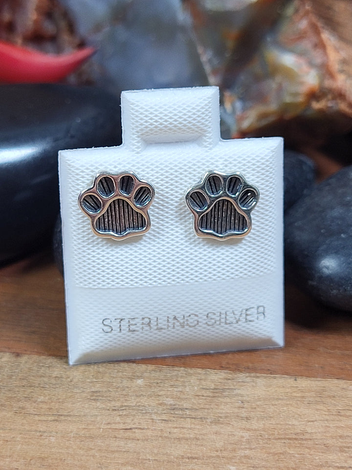 Paw Print Studs 925 Sterling Silver