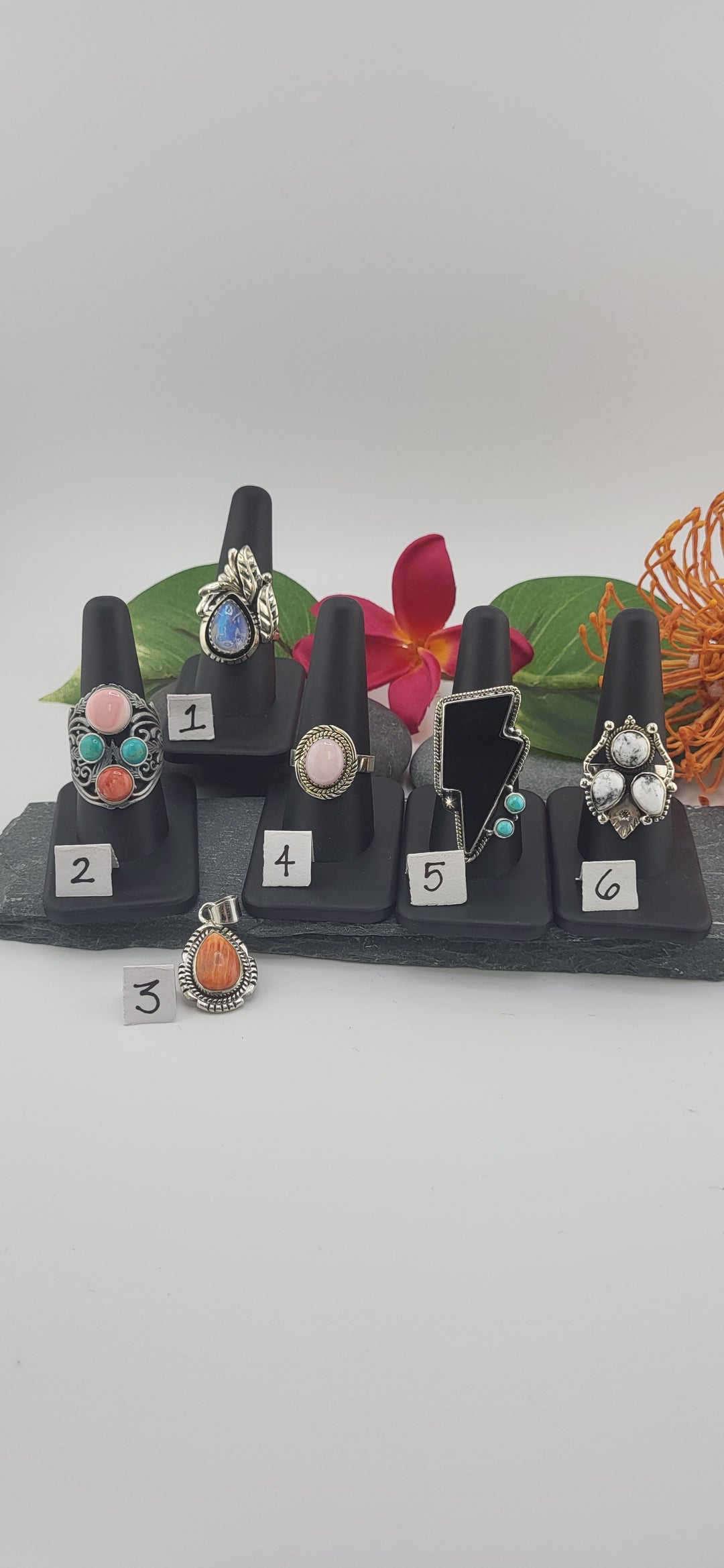 RESERVED FOR: Flower & Moon Crystals -11/26/2024 - 6 Sterling Silver Items