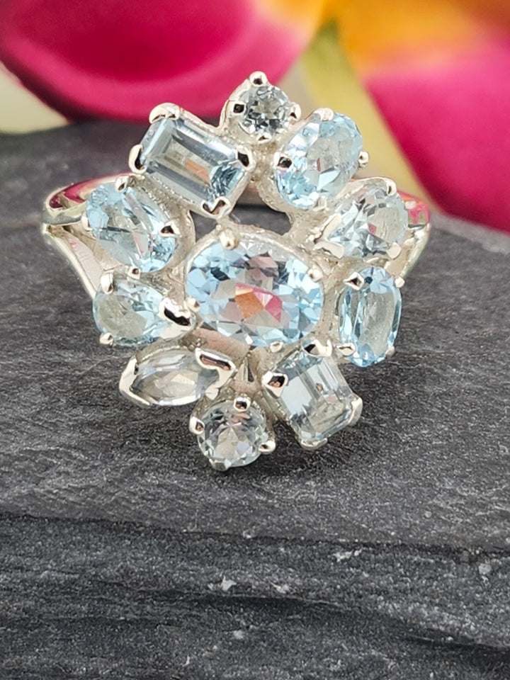 Cluster Topaz Ring Size 10