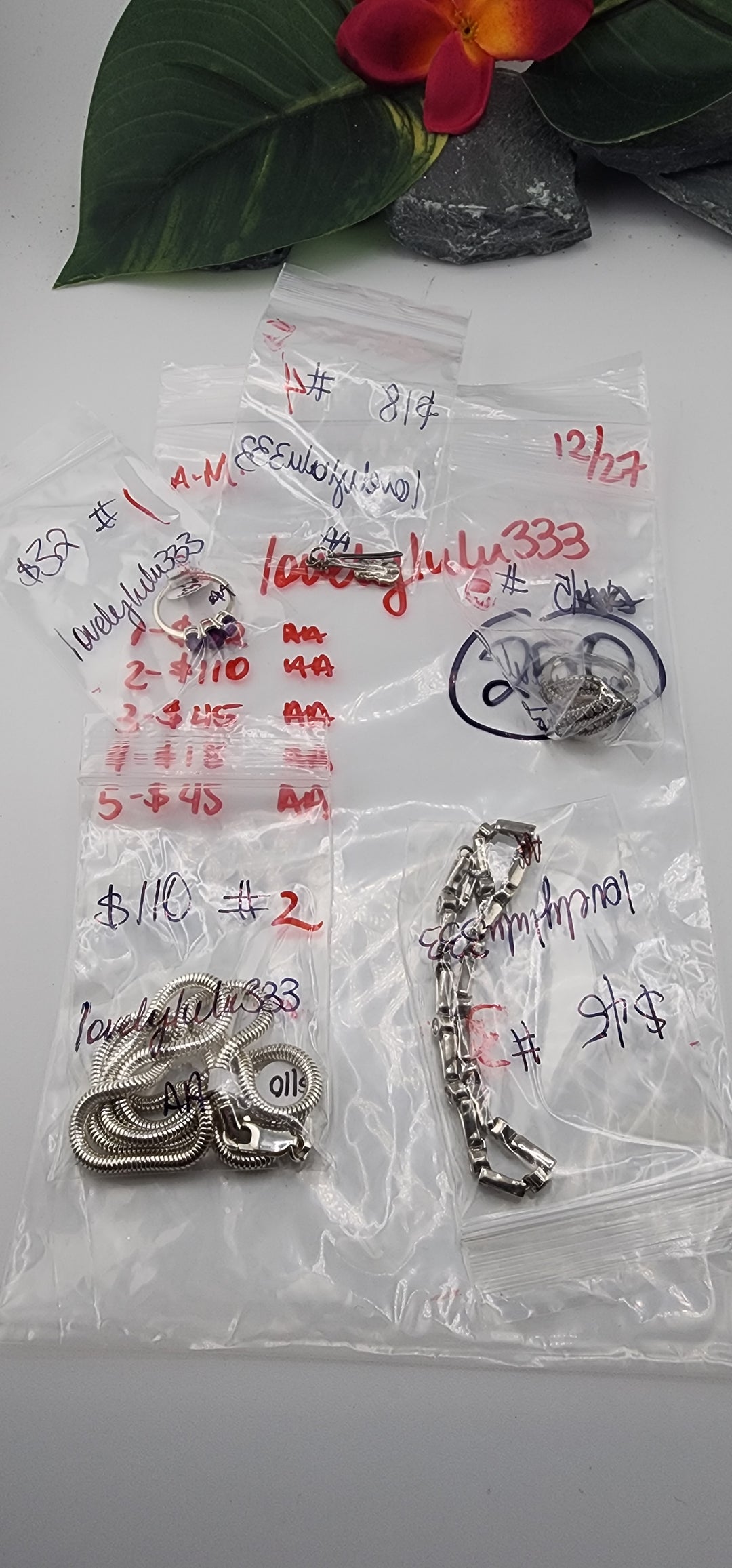 AM SHOW 48HR RESERVED FOR: lovelylulu333 - 12/27/2025 FL tiktok Live Show - 5 Sterling Silver Items