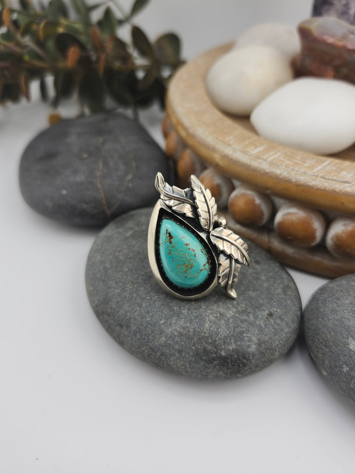 Turquoise & 925 Sterling Silver Ring Size 8.5