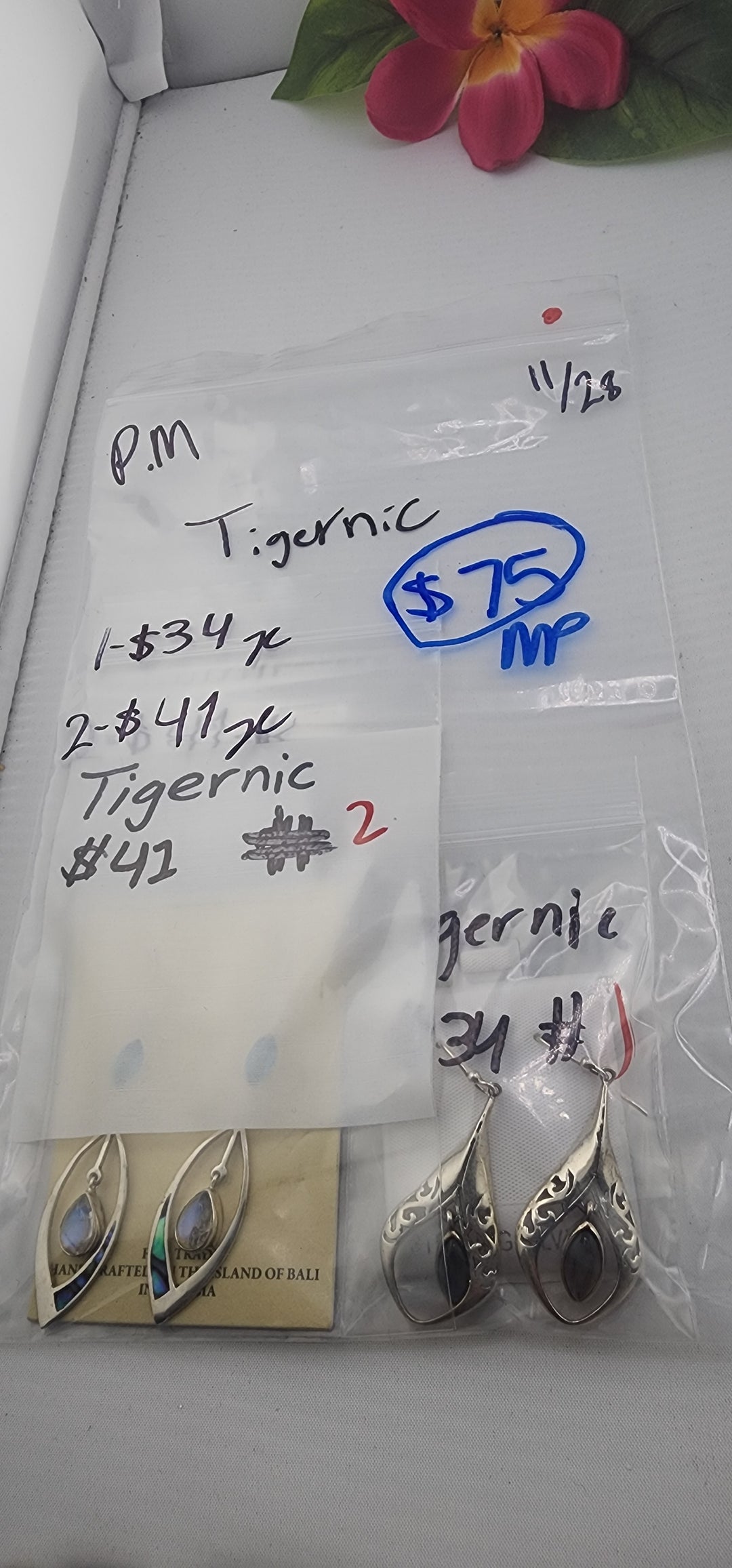 PM SHOW 48HR - RESERVED FOR: Tigernic - 11/28/2025 tiktok Live Show - 2 Sterling Silver Items