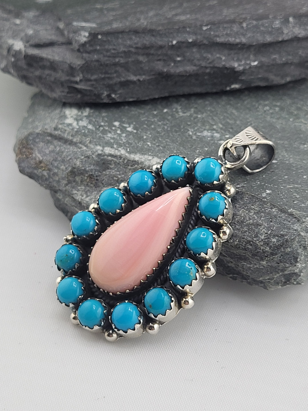Queen Conch & Turquoise Pendant