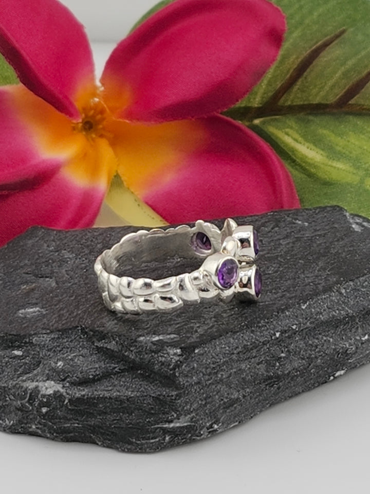 Multistone amethyst and 925 Sterling Silver Ring
