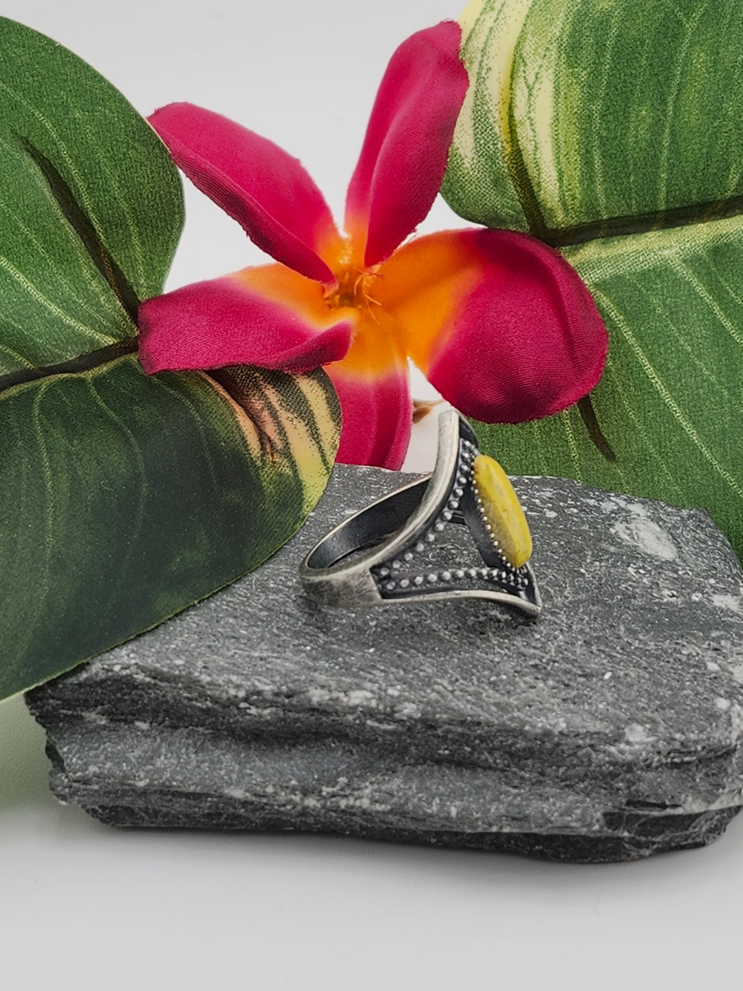 Oxidized Marquee Bumblebee Jasper Ring Size 8