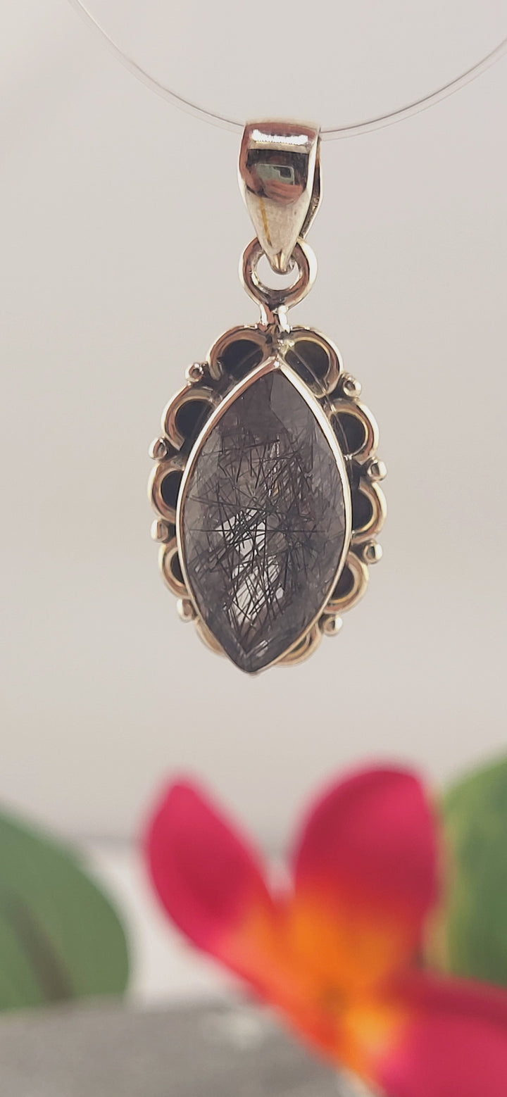 Rutilated Quartz sterling silver 925 pendant