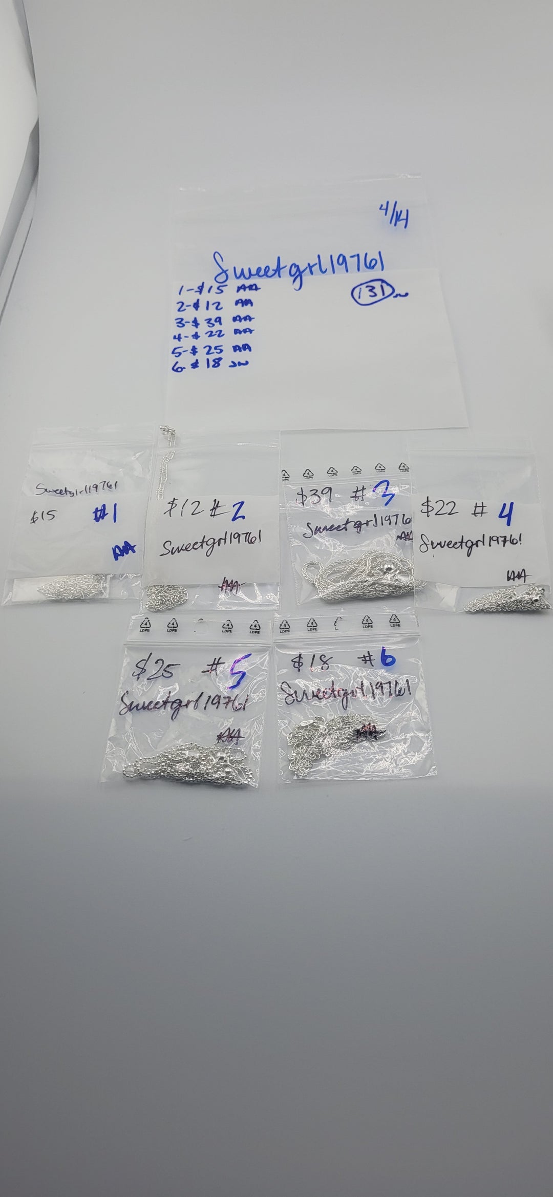 RESERVED FOR:  Sweetgrl19761- 4/14/2025 tiktok Live Show -6  Sterling Silver Items