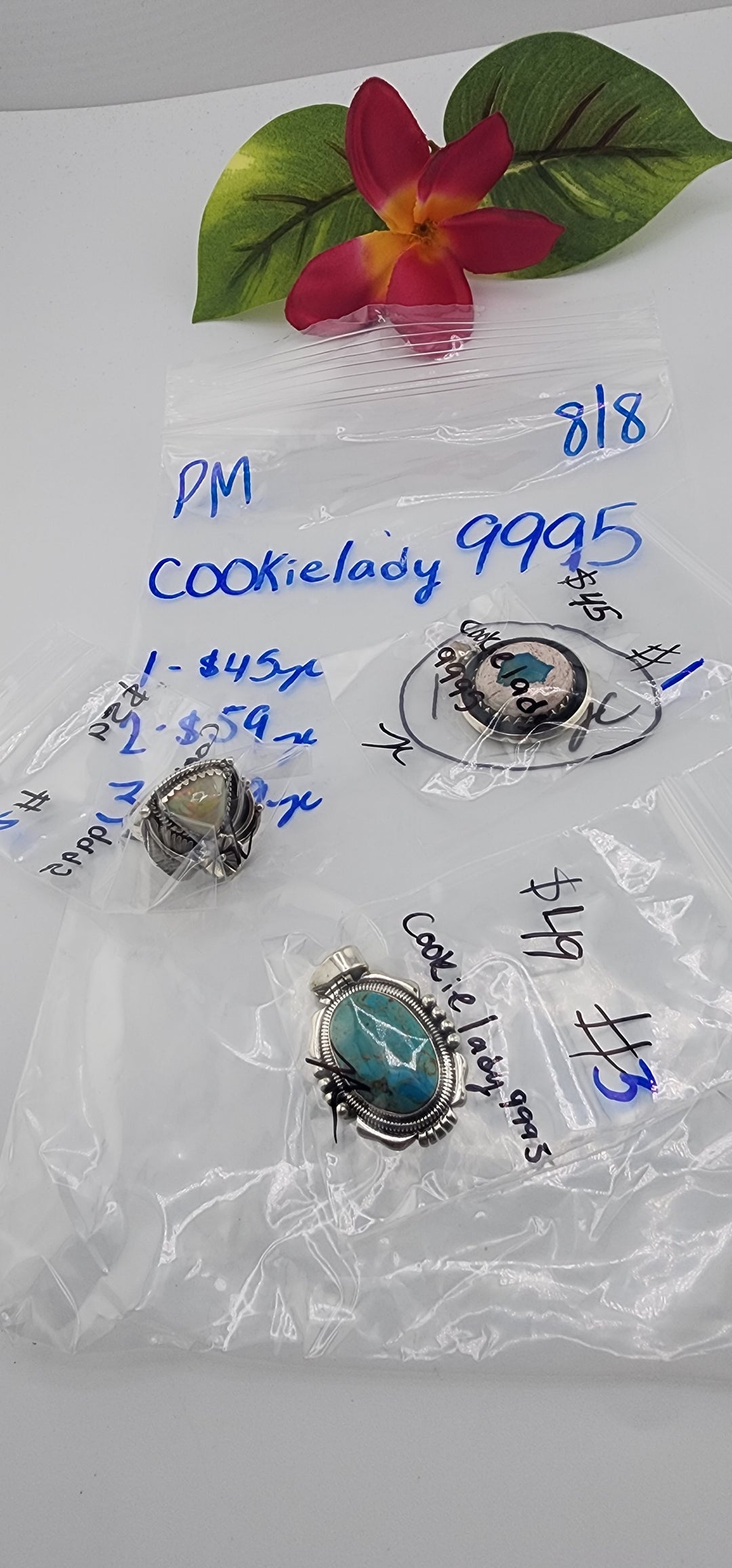 PM SHOW 48HR - RESERVED FOR: cookielady9995  - 8/8/2025 FL tiktok Live Show - 3 Sterling Silver Items