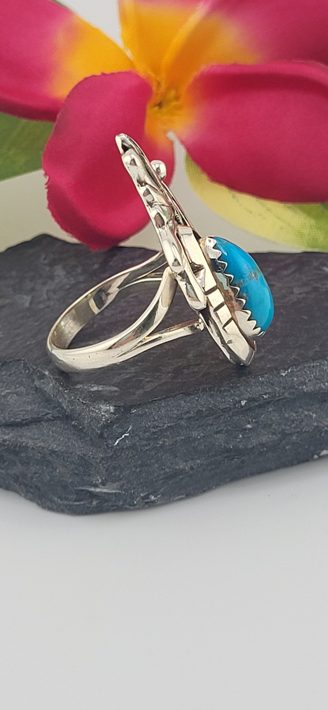 Turquoise and 925 Sterling Silver Ring Size 8.25
