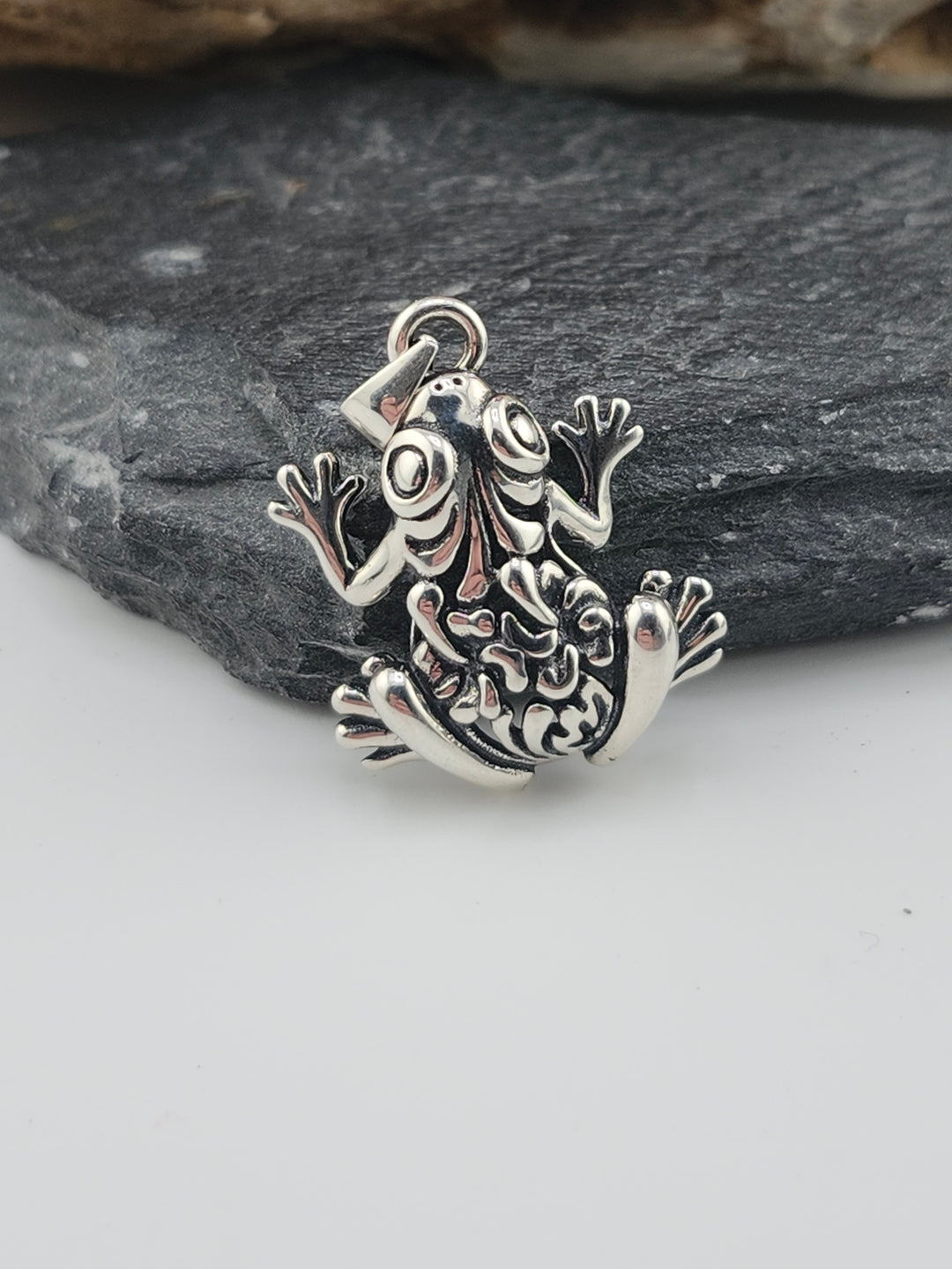 Sterling Floral Frog Pendant