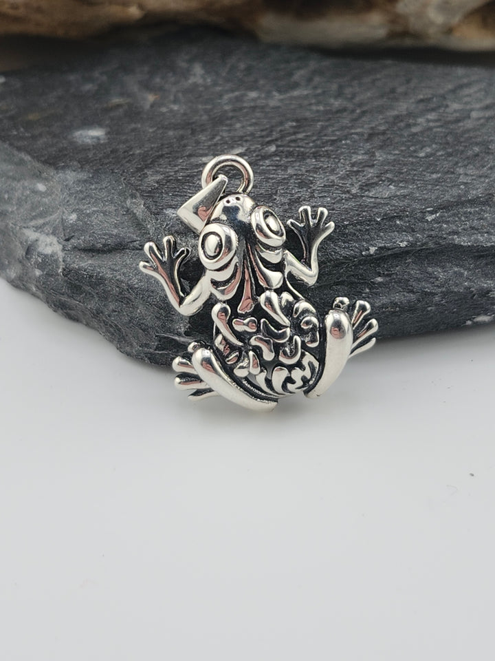 Sterling Floral Frog Pendant