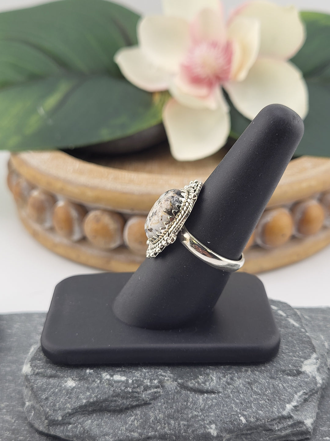 White Buffalo Oval Ring